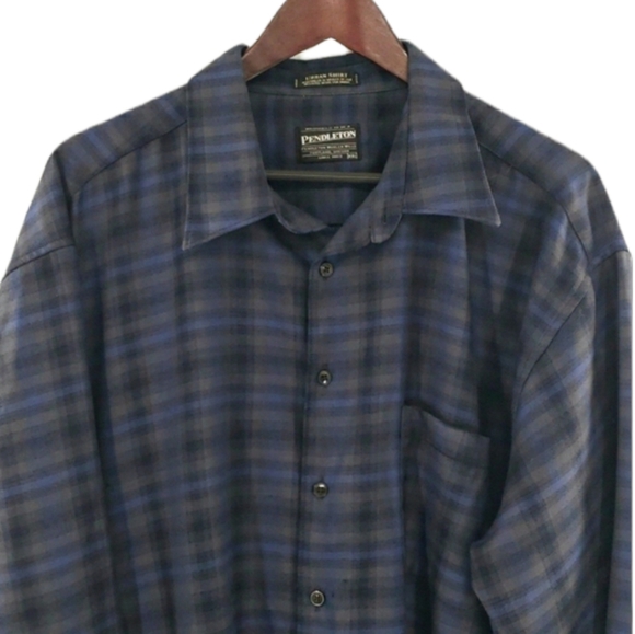 ❌SOLD❌Vintage Pendleton Woolen Blue Plaid Button Down Shirt - Picture 2 of 15